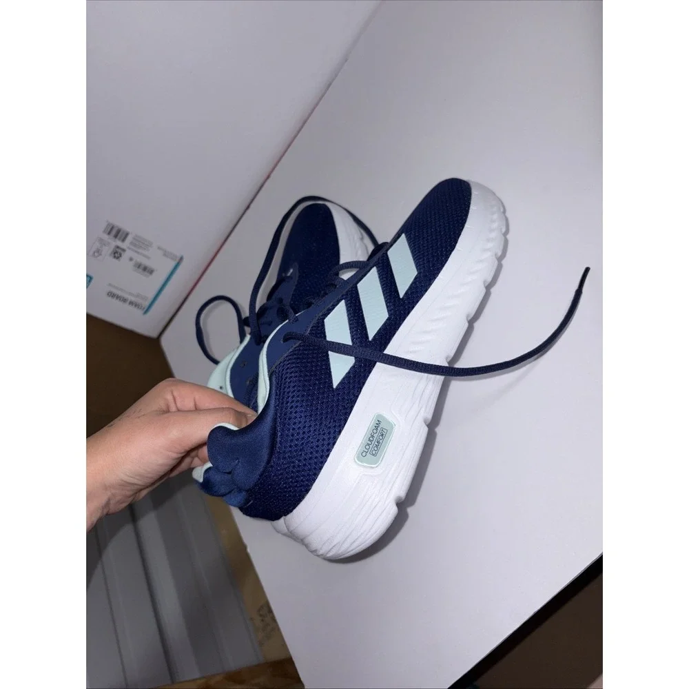 Adidas Women's Cloudfoam Comfy Lace Up Sneakers Size 8 Blue Casual New In Box